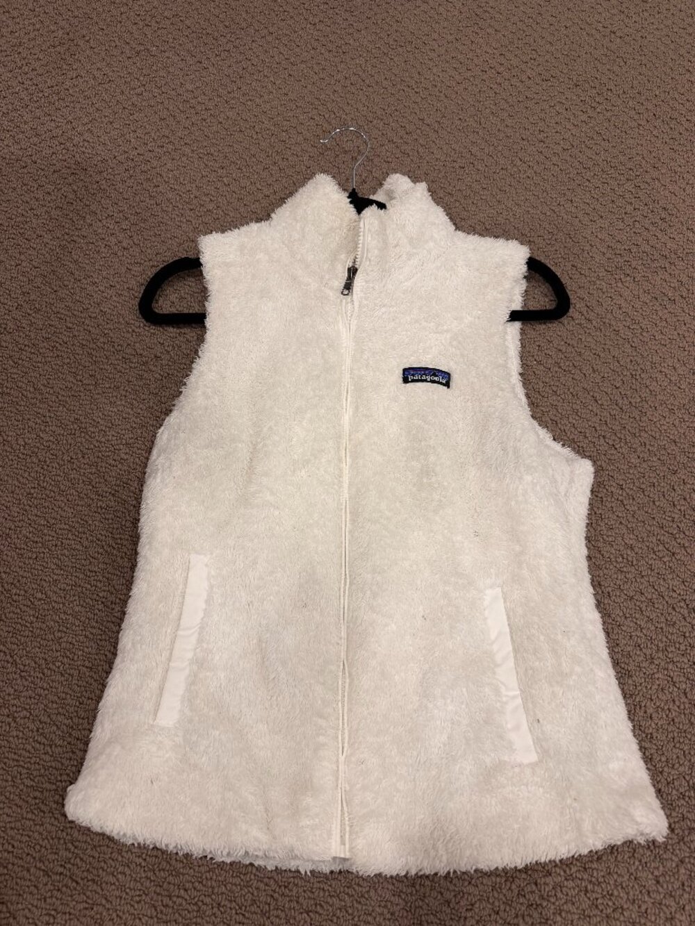 Patagonia White Fuzzy Fleece Vest Size Small